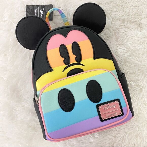 Loungefly Handbags - Loungefly Disney Mickey Mouse Pastel Rainbow Mini Backpack 🌈